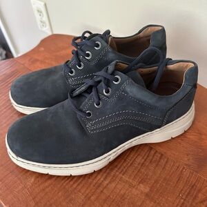 Clarks Un Brawley Pace Navy Nubuck Oxford’s